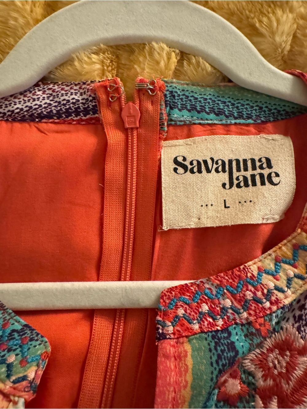 Savanna Jane Multicolor Striped Halter Dress with Floral Embroidery - Picture 2 of 4